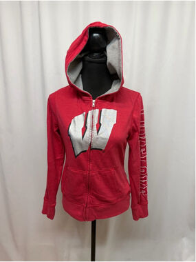 Wisconsin Badgers Women’s Red Team Athletics Full Zip Hoodie Sweatshirt L
